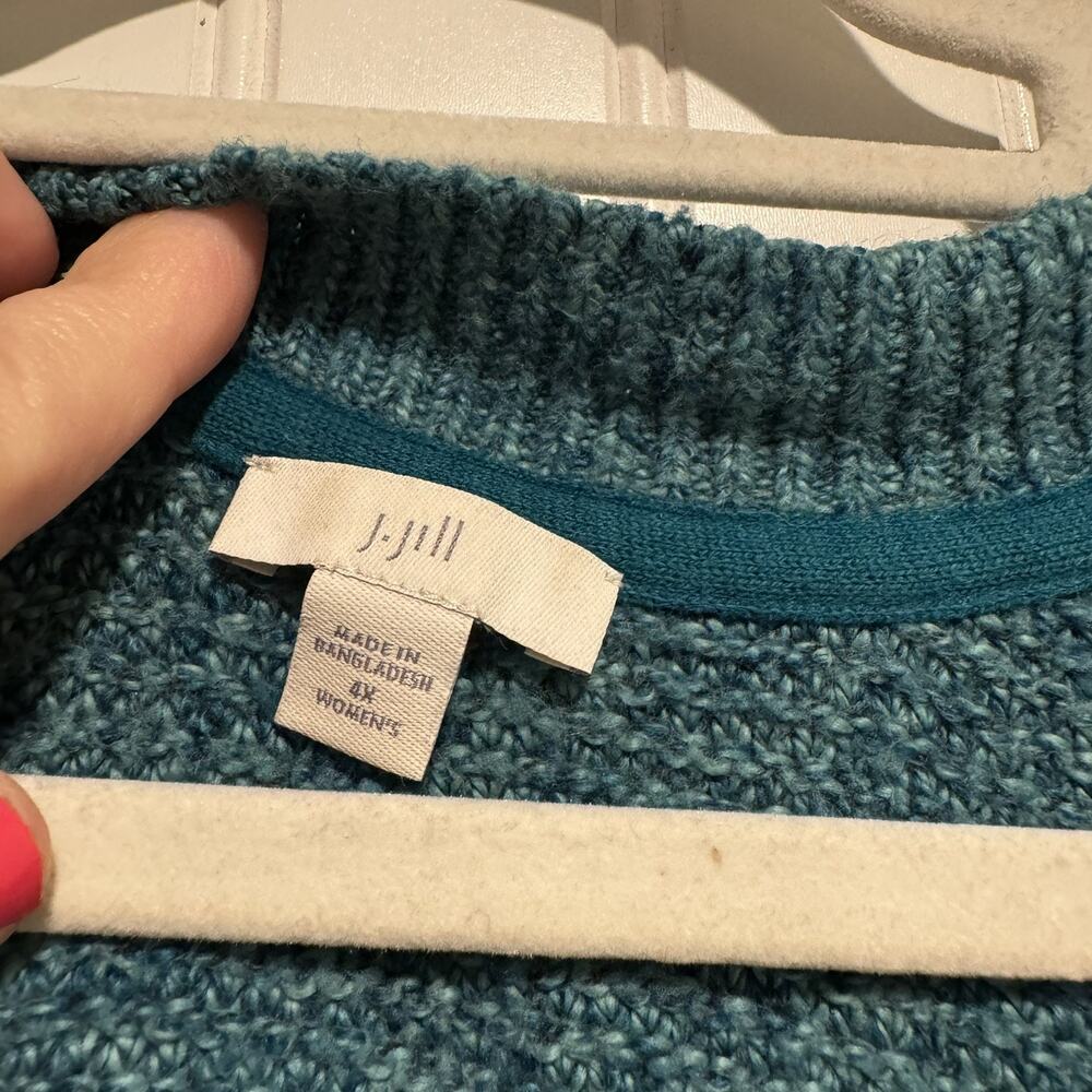 J Jill Teal Blue Sweater Tunic Cotton Blend Plus Size 4X - Picture 3 of 5